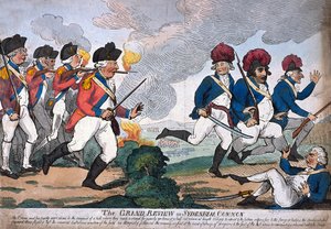 `` The Grand Review on Sydenham Common &39;&39; (النقش الملون) بواسطة إسحاق كروكشانك